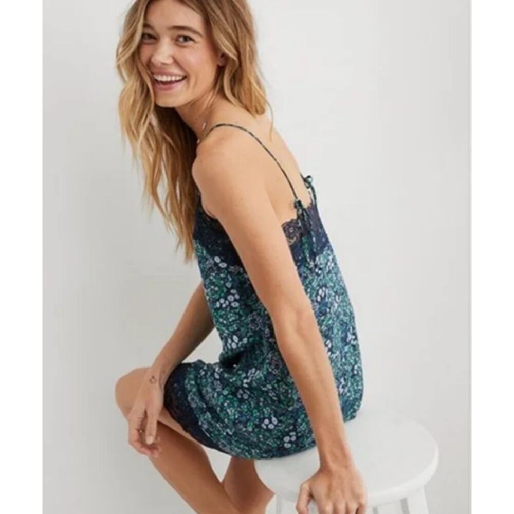 Aerie Floral Lace Trim Mini Slip Dress Size S NWT Y2K Romantic Fairy